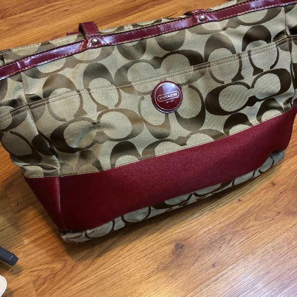 Coach Red & Brown Diaper Bag - Picture 4 of 8